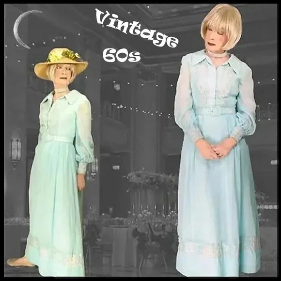 Vintage Dresses | Formal Shirtwaist Gown, Long Sleeve Vintage Maxi Dress Bride Mother Groom Mother | Color: Blue | Size: M | Lunafunk's Closet